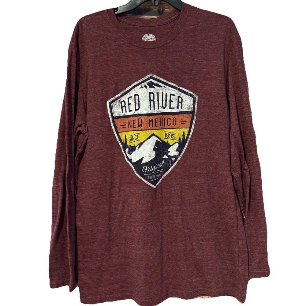 The Duck Company Red River New Mexico Shirt Mens XL Long Sleeve Heather Maroon